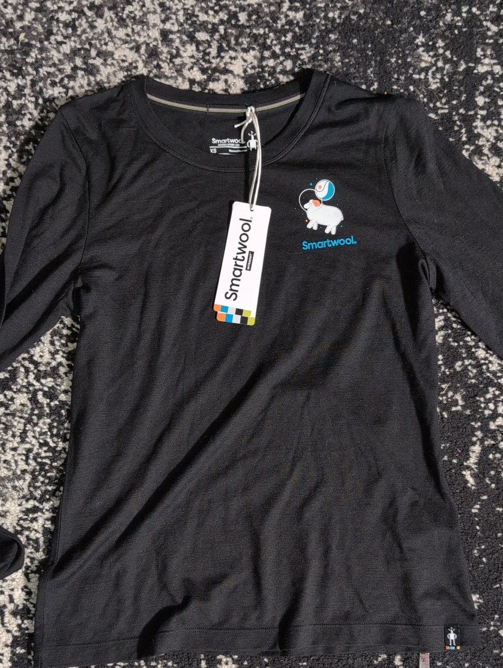 Smartwool Women's Black Long Sleeve Tee with Space Sheep Logo
